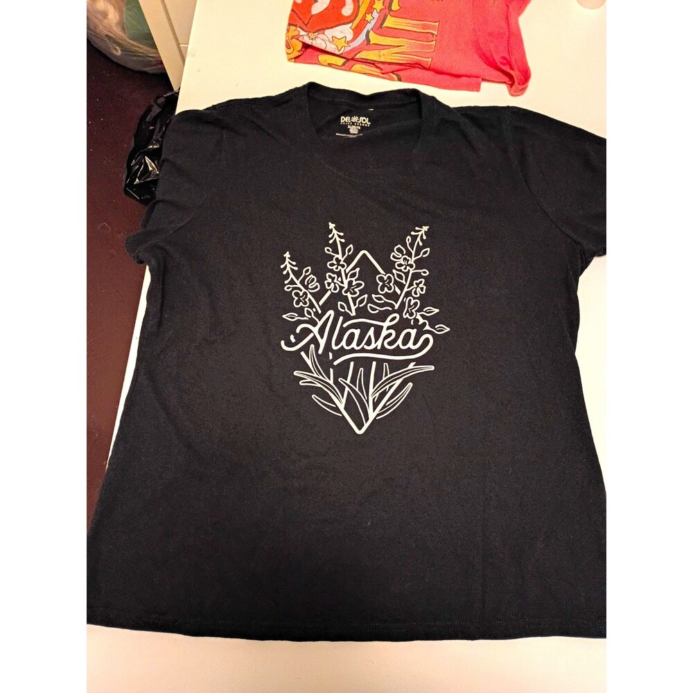 Del Sol Alaska Graphic Print Short Sleeve T-Shirt Black Unisex XL